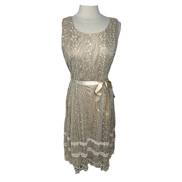 New Coldwater Creek Petite Ivory Layer Lace Dress Cottagecore Romantic fairy 10P - Picture 1 of 12